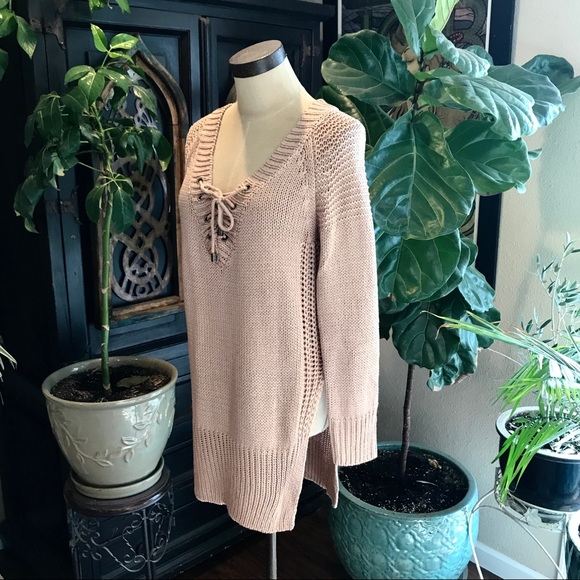 Mazy laced tunic heavy knit sweater - Picture 4 of 8